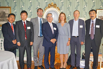 From left: International Cooperation Coordinator Hirasawa, Vice President Sekiguchi, KVA Executive Director Hedenqvist, President Mishima, KVA President Moberg, Uppsala Professor Ingelman, Executive Vice President Ando