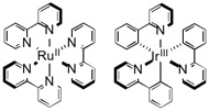 Ruthenium complex derivatives with bipyridine ligands and iridium complex derivatives with phenylpyridine