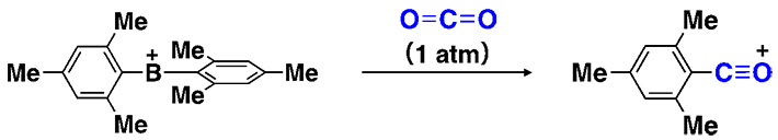 Fig. 3: Arylation-deoxygenation reaction of CO2 caused by the diarylborinium ion.