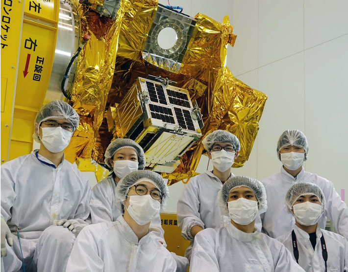 Figure 5 Commemorative photo after HIBARI was delivered to the JAXA Uchinoura Space Center 