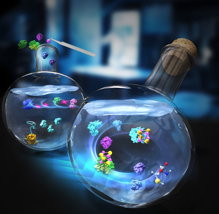 Figure 2. Pushing the limits of in vitro protein synthesis The proposed approach allows for the one-pot production of oxygen sensitive metalloproteins without relying on cell cultures and the glovebox, making it convenient in terms of time and handling. Credit: ELSI