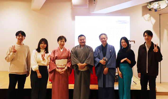 English Rakugo Association performers (three in center) with Student Success Support Project student organizers