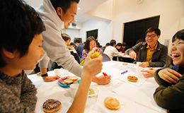 Discussion and donuts at the World Cafe