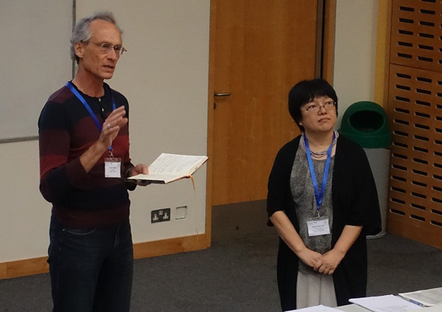 Imperial's Prof. Henrik Jensen (left) and Tokyo Tech's Assoc. Prof. Misako Takayasu outlining ideas of Data Science and Complexity group
