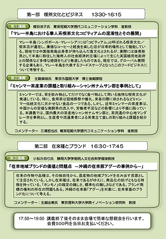 食文化共同研究会公開講義シリーズ（7）「食文化とビジネス」チラシ裏