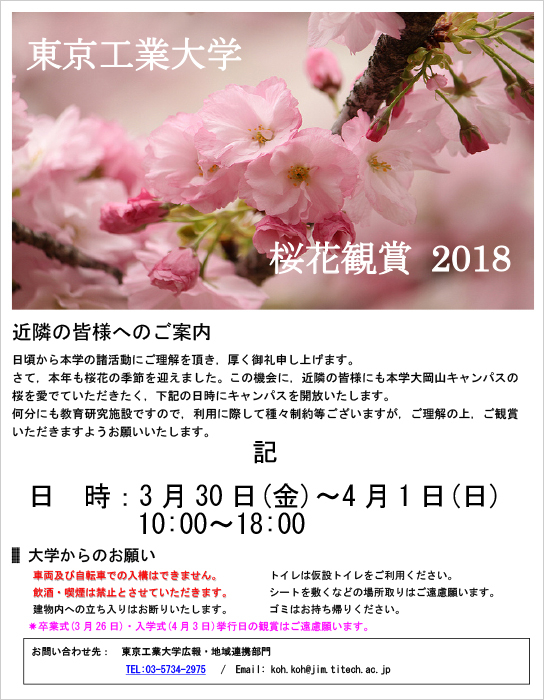 桜花観賞2018 チラシ