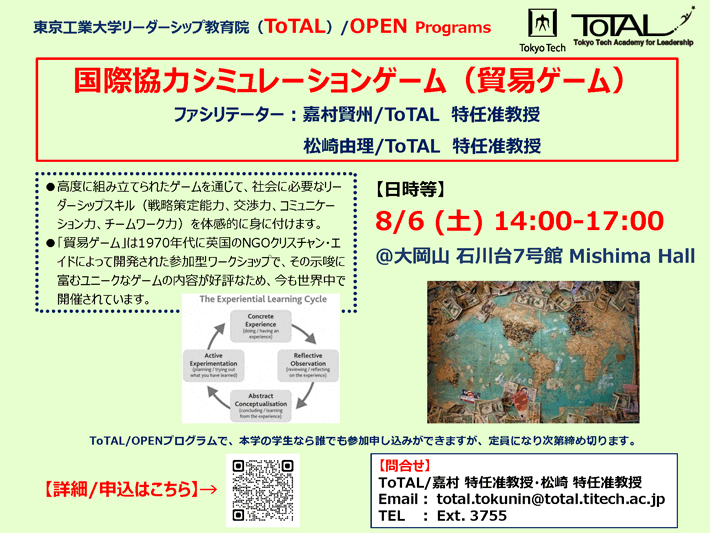 ToTAL／OPEN Programs「国際協力シミュレーションゲーム（貿易ゲーム）」2022