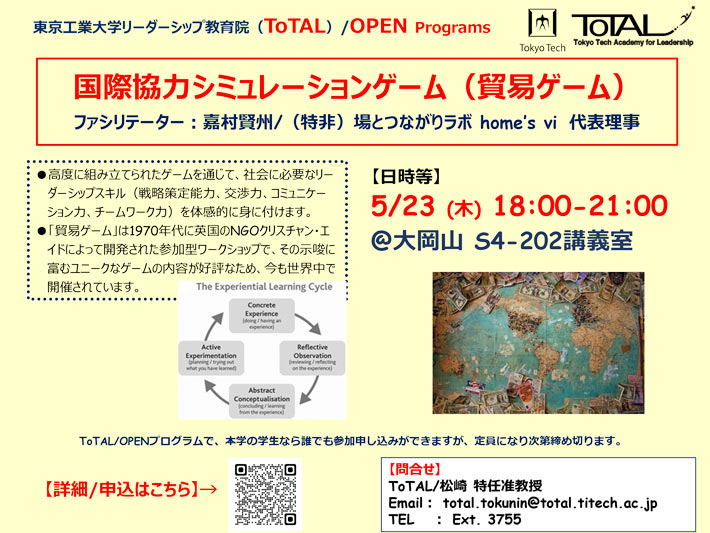 ToTAL/OPEN Programs「国際協力シミュレーションゲーム（貿易ゲーム）」（2024年度1Q2Q）