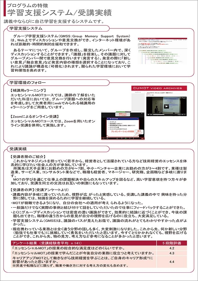 キャリアアップMOTプログラム 2023年度エッセンシャルMOTコースのご案内