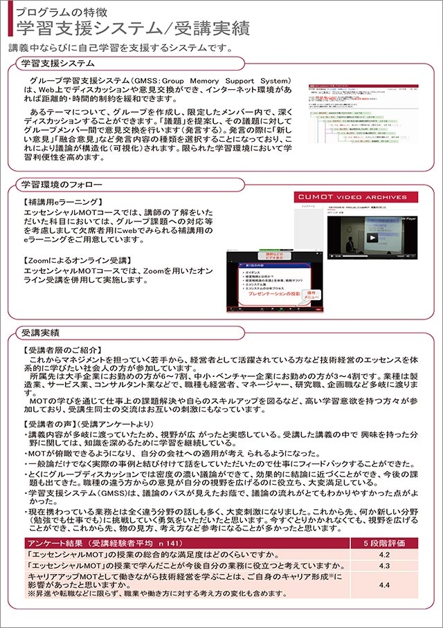 キャリアアップMOTプログラム 2023年度エッセンシャルMOTコースのご案内