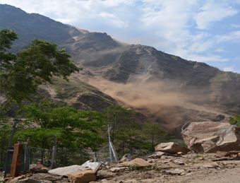 Active landslide along Araniko highway between Dolalghat and Tatopani