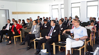 (Front row from left) Professor Malte Brettel, Ms. Bettina Dinter, Professors Kikuo Kishimoto and Yukio Takeda, and Professor Thomas Gries at EPFL