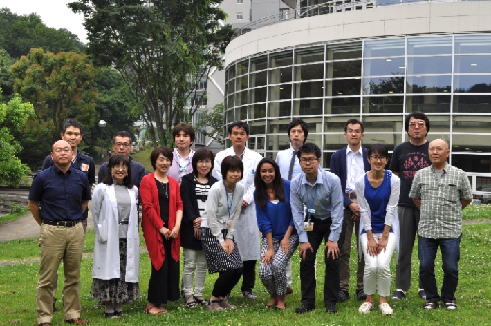 Ms. Ola (center) with staff of Center for Advanced Materials Analysis