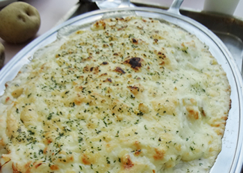 Potato gratin fresh from oven