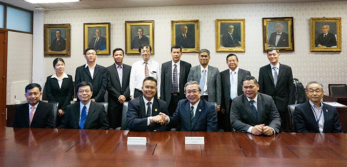 In front row, Undersecretary Samedy (center left), President Mishima (center right), and Director Om (second from right)