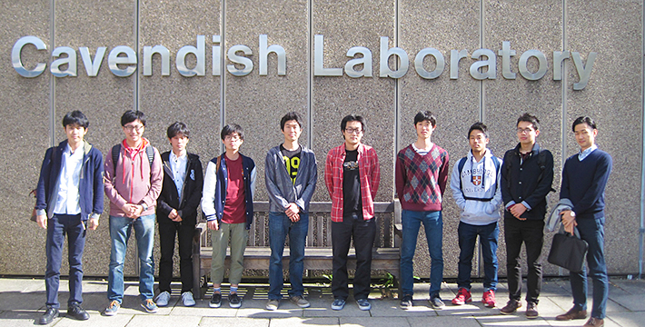 From left: Arata Suzuki, Takayuki Kishi, Yuta Shimizu, Tatsuyuki Sekine, Cambridge Research Fellow Hisashi Sugime, Cambridge PhD student Hajime Shinohara, Tokyo Tech SERP student Takahiro Yuuki, Tomoki Nakazawa, Yuji Isshiki, Assistant Professor Kosuke Takahashi