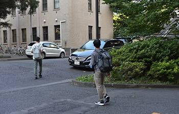 Participants leaving Student Services Department and heading towards CODAMA