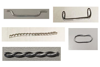 Various shapes tested for the fusible metal fiber