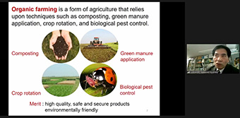 Nakasaki explaining organic farming