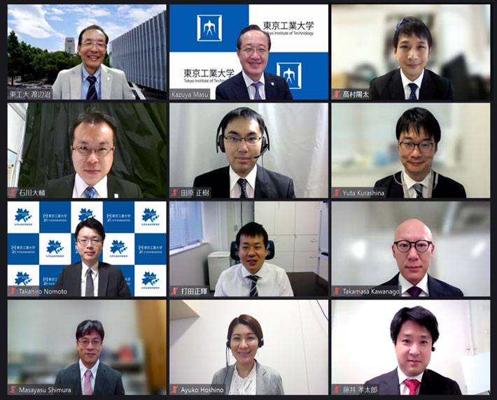 (From top left) Executive Vice President for Research Watanabe, President Masu, and ten award winners