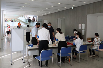 Reception staff welcoming arrivals