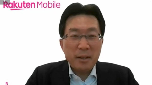Uchida from Rakuten Mobile, Inc. during his keynote speech