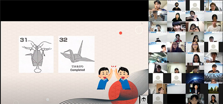 Tokyo Tech's student-led activity: Making paper cranes
