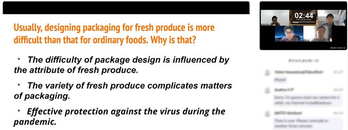 Presentation on "The development of fresh food packaging and the important role it plays in logistics" by Team Future Package