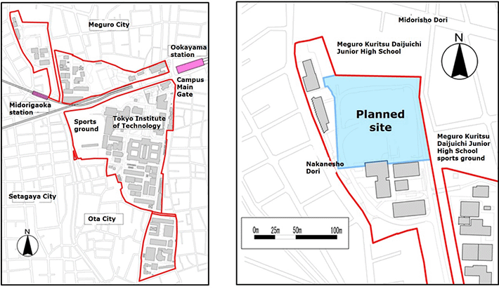 Planned site for new high school building on Ookayama Campus