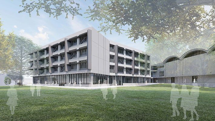 Initial rendering of completed building, courtesy of Ishimoto Architectural & Engineering Firm, Inc.