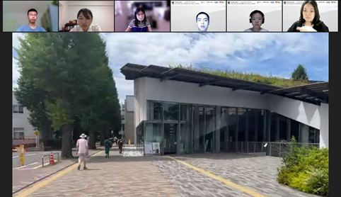 Tokyo Tech students introducing Taki Plaza to partner university students