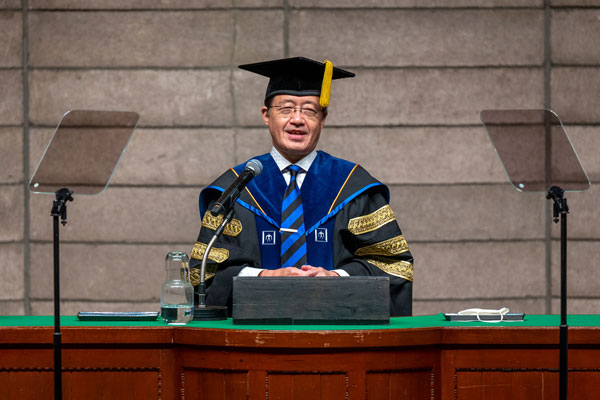 President Masu giving his welcome address