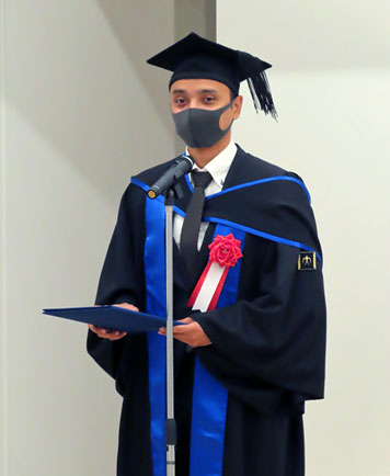 Graduate Maierwufu speaking on behalf of graduates of ToTAL