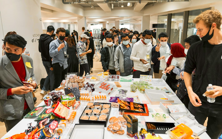 Enjoying traditional Japanese snacks, food, and drinks