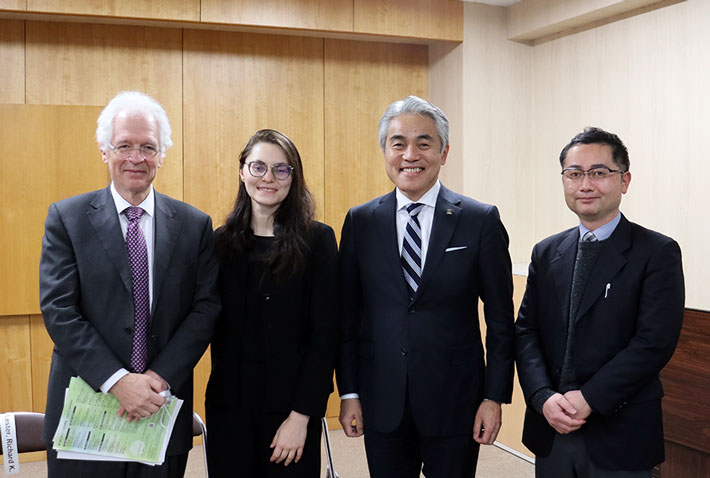 (from left) MIT Assoc. Provost Lester, Lisowski, IIR Profs. Yukitaka Kato and Hiroshi Sagara (Lisowski's supervisor)
