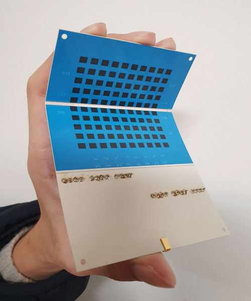 Figure 1 A foldable phased-array transmitter for LEO satellites By varying the number of liquid crystal polymer layers, the proposed design incorporates foldable creases, contributing to a smaller form factor and lower weight.