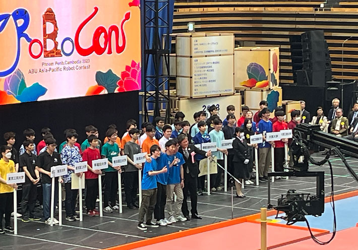 Robot contest participants receiving Special Award