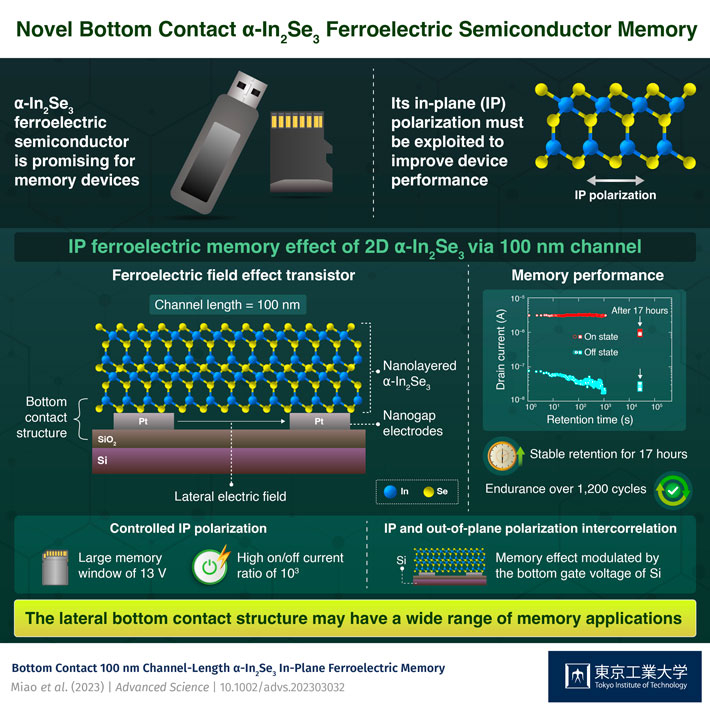 Novel Bottom Contact α-In2Se3 Ferroelectric Semiconductor Memory