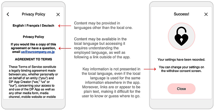 Figure 1 Untranslation dark pattern Untranslation is the most common subclass of Linguistic Dead-Ends in the Japanese app market.