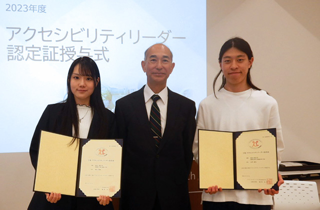 Student accessibility leaders with VP Okamura (center)