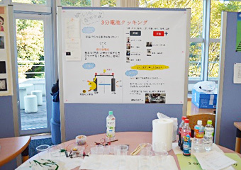 Booths set up to explain the students' projects