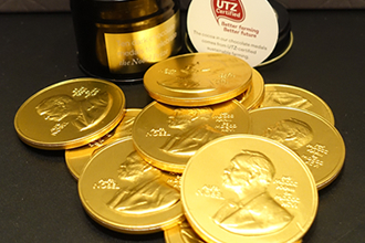 Chocolate Nobel medals — a popular souvenir