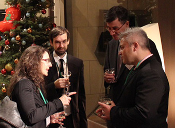 CNRS Tokyo Branch representative Ms. Cécile Asanuma‐Brice (far left), Dr. Maleval (second from right), and Professor Collet (far right)