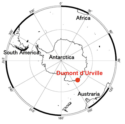 Location of Dumont d'Urville Station in Antarctica