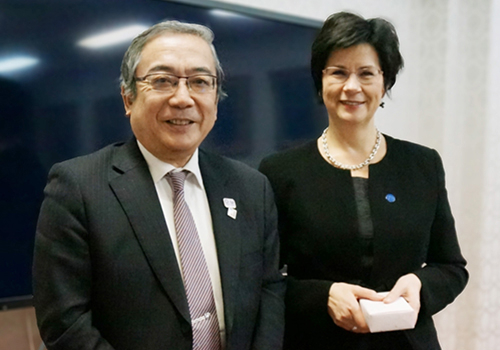 President Mishima (left) and Permanent Secretary Lehikoinen