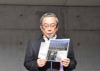 President Mishima speaking at opening