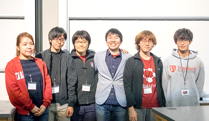 Winners (from right): Hiroki Naganuma, Riku Arakawa (The University of Tokyo), Masayuki Teramoto (Osaka University), Eitaro Yamatsuta (Osaka University), Yudai Ushiro (Waseda University), Minatsu Sugimoto (University of Tsukuba)