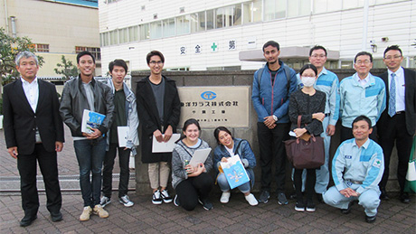 With the friendly staff at Chiba plant of Toyo Glass Co., Ltd.