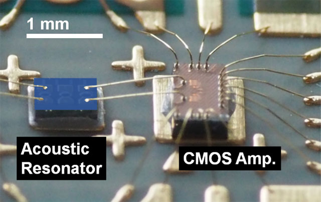 (a) A microwave oscillator using a 3.5-GHz-band thin-film bulk acoustic resonator