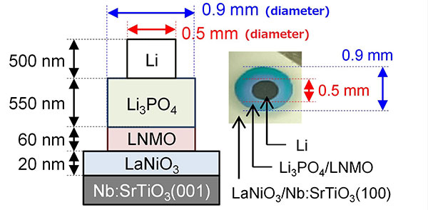 Structure of the thin-film all-solid-state batteries.